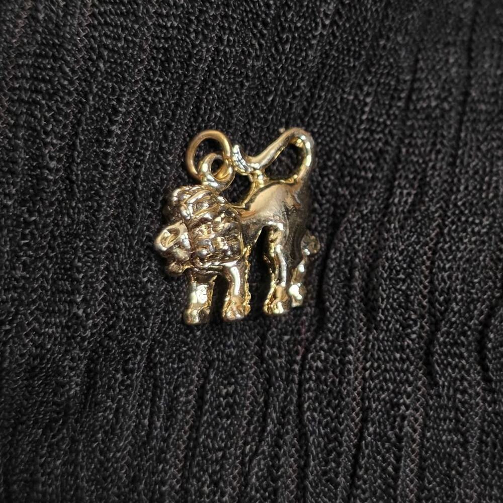 Vintage Lion Charm Gold Tone Leo Zodiac Pendant Necklace Charm